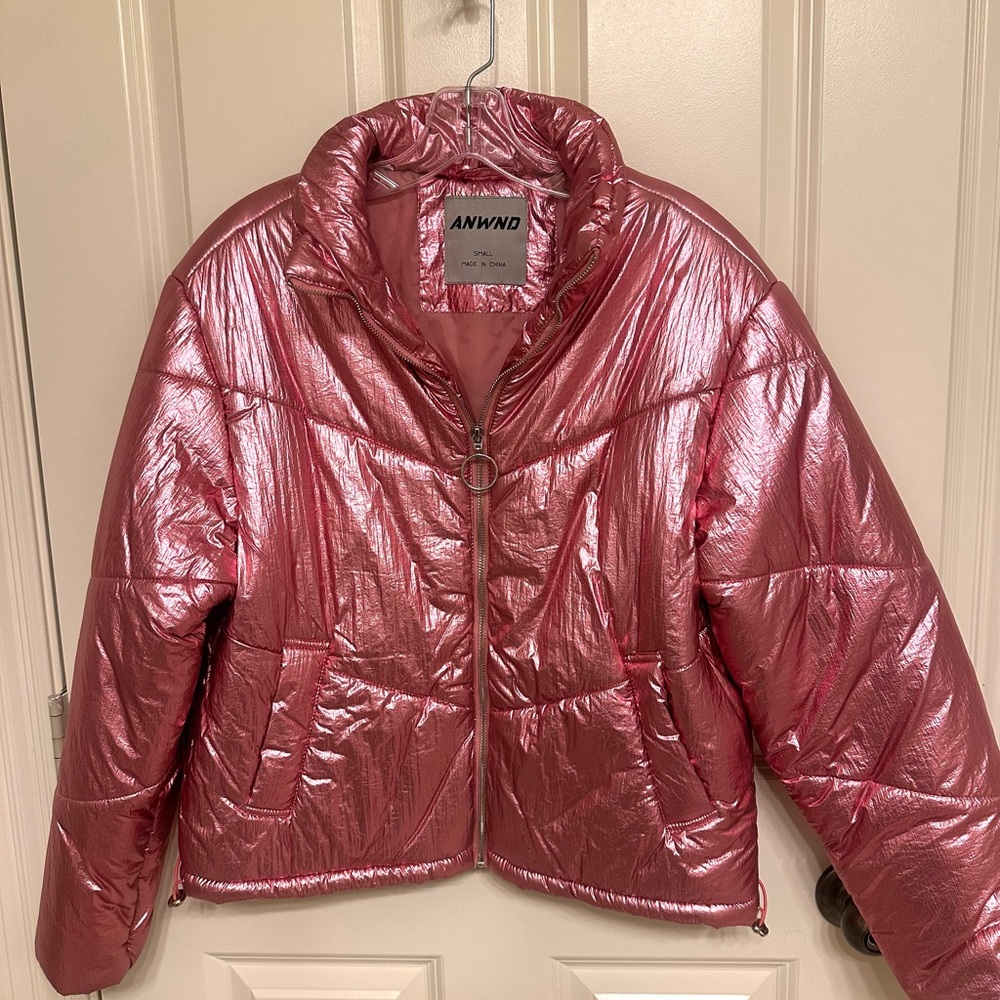 ANWD Metallic Pink Women's Puffer Jacket